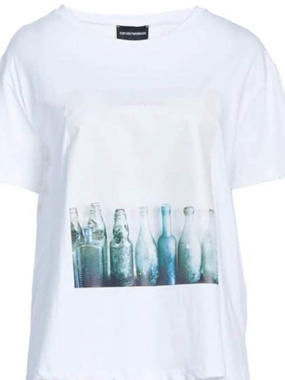 Emporio Armani White Tee with Artistic Bottle Design